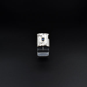 Handcrafted Sapphire Ring - Distinctive Etched Texture.