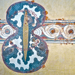 The ancient mural that inspired the creation of the earrings.