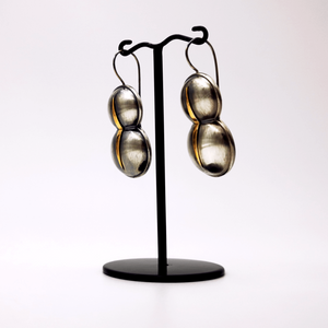 Stylish and elegant silver earrings that inspired by an ancient mural in Knossos Palace in Crete. The earrings are oxidized and a part of it gold plated.