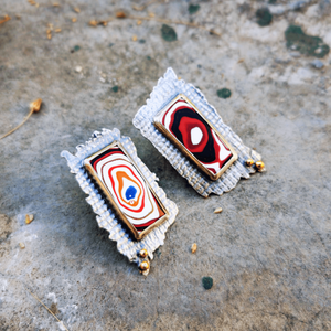 Radiant Rainbow: Handcrafted Fordite Earrings