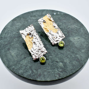 Unique Handmade Silver Earrings With Natural Peridot Stones