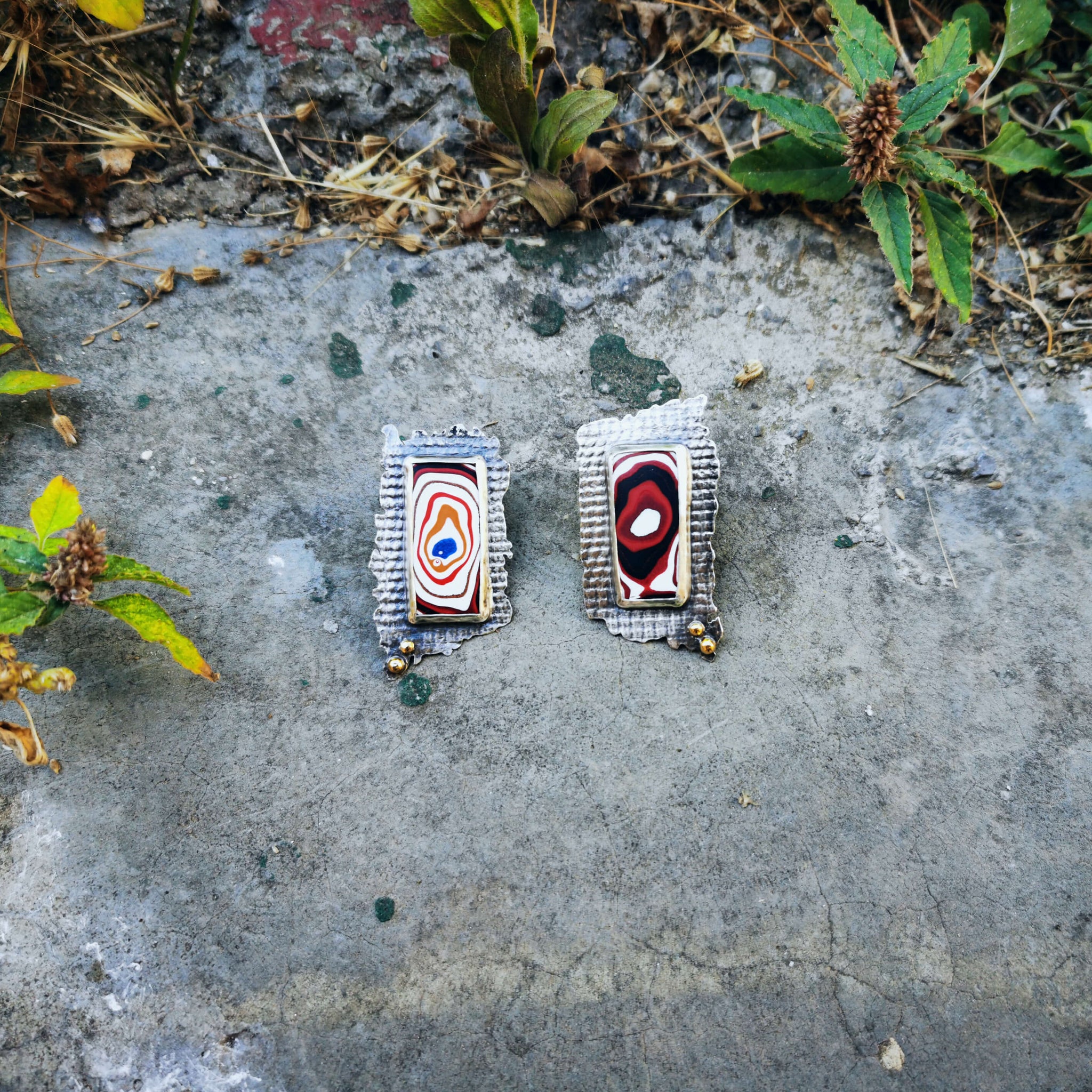 Radiant Rainbow: Handcrafted Fordite Earrings