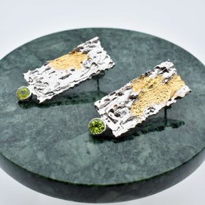 Unique Handmade Silver Earrings With Natural Peridot Stones